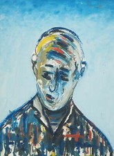 Diyap GÜLER : Jeune homme à la chemise en flanelle, Peinture à l'huile