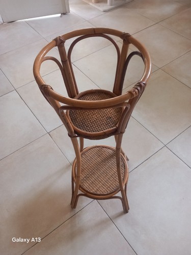 Porte plante rotin vintage - porte,