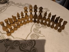 Ancien Pions de Jeu d'Echec en bois buis Complet