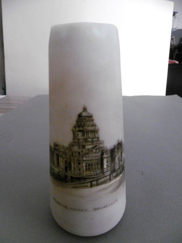 Vase ancien opaline - , peint