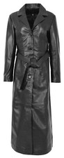 Manteau Long En Cuir Noir Doux