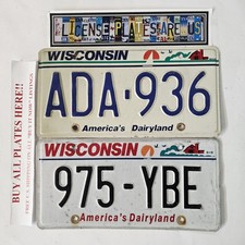 WISCONSIN LICENSE PLATE LOT ?FREE?? ADA936 ~ 975YBE ~ 2 PLATES