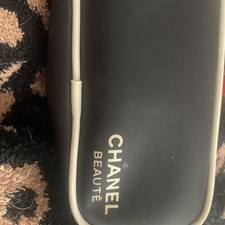 Chanel Maquillage Beauty Cosmetic Makeup Bag Top Zip Satin Small Purse Black 7”