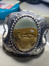 JMR Agate Sterling Silver Cuff Bracelet Native Najavo 108 Grams