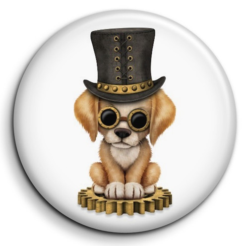 Steampunk chiot badge - , 38mm