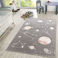 Tapis Pour Enfants, Tapis De Jeux Planètes Et Étoiles, Chambre D'Enfant Gris