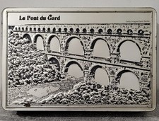 Metal box decor Le Pont Du Gard in relief - collection 2000s empty