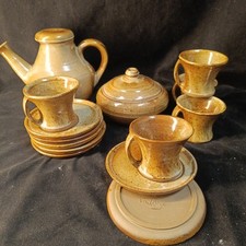 Service A Café En Grès Tournay Tasses Sucrier Sous Tasses Et Cafetière.