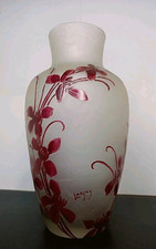 Ancien Vase En Verre Signé 