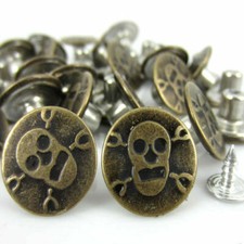Boutons pression pour jeans vieux bronzé crâne motif en métal 6 sets 20 X 8 mm