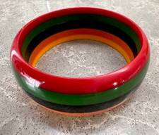 Bracelet vintage en plastique stratifié à rayures 5 couleurs