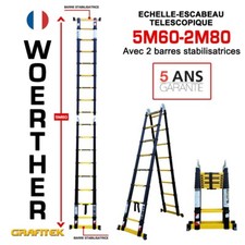 Echelle-escabeau télescopique double fonction 5m60/2m80 Woerther Garantie 5 ans