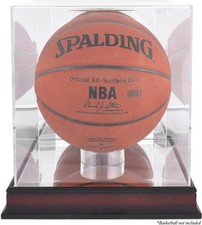 Acrylic Basketball Display Case w/antique Mahogany Finish Mirror Back
