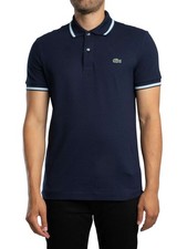Lacoste Pour des hommes Polo coupe classique avec bordures décoratives, Bleu