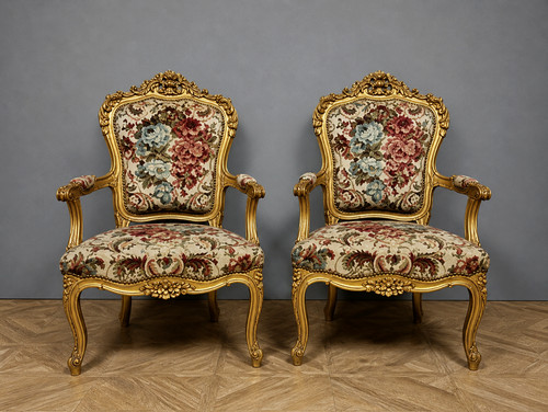 Paire fauteuils cabriolet - paire,