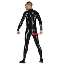 Black Male Latex Catsuit with Anus Condom with Socks Back Zipper Rubber Bodysuit
