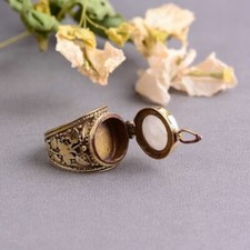 Natural Moonstone poison ring . Gold Moonstone hidden box ring . Handmade ring