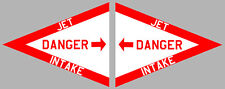 2 X DANGER JET AIR INTAKE AVION F16 TOMCAT 12cmX10cm AUTOCOLLANT STICKER JA046
