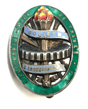 Broche à épingle de l'automobile club de France, 1910.  Argent émaillé. Rare