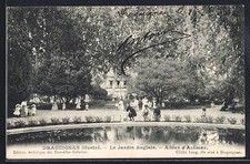 Old postcard Draguignan, Le Jardin Anglais, Allées d'Axémar with pool and walkers 