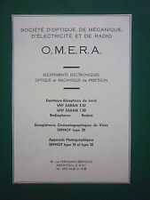 1950'S PUB OMERA ARGENTEUIL AERIAL PHOTOGRAPHY SEPHOT TRANSMITTER RECEIVER AD