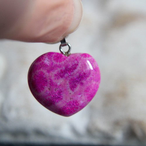 Pendentif coeur en corail - pendentif, cm