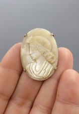 Ancien Bijou Broche Camée Nacre Sculptée - A restaurer 1900