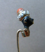 Tête de Maure Épingle cravate ou foulard OR massif gold pin bijou ancien