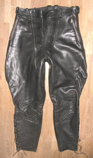 Rare! Homme- Moto - Pantalon en Cuir/ Lederbreeches en Noir Env. Taille 50