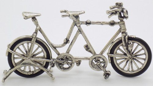 Miniature vélo tandem argent - miniature,