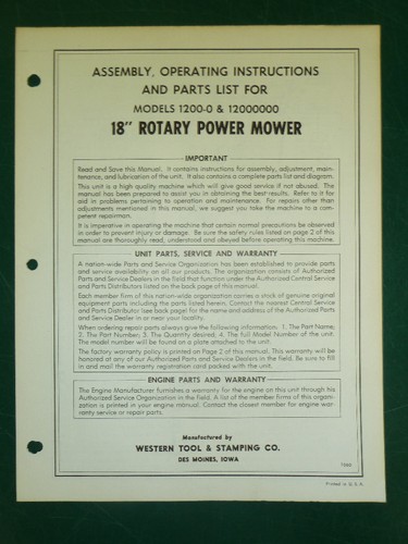 Western tool rotary mower - tool, 18"