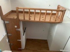Lit mezzanine pin massif