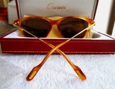 New Cartier Lumen Lunette Sonnenbrille Tiger Brown Gold Plated 53mm Sunglasses