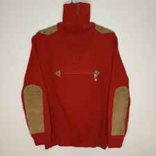 Vintage Leduc Apres Ski France Medium Wool Sweater Leather Patches