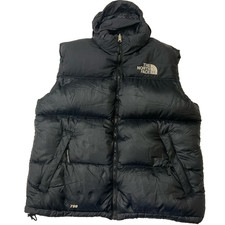 North Face Men's 700 Black Puffer Goose Down Insulated Hooded Full Zip Vest L