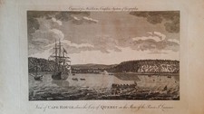 1778 ANTIQUE COPPER MARINE ENGRAVING - CAPE ROUGE RIVER LAWRENCE QUEBEC CANADA