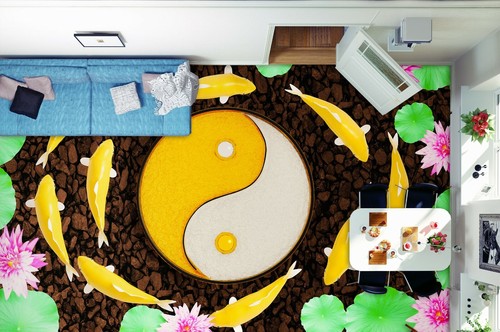 Peinture murale jaune koi - peinture,