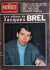 Les Adieux de JACQUES BREL  Magazine Le Patriote illustré N°48 NOV 1966 + APOLLO