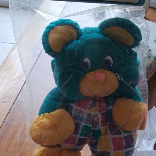 Peluche ours bleu jaune - bleu,