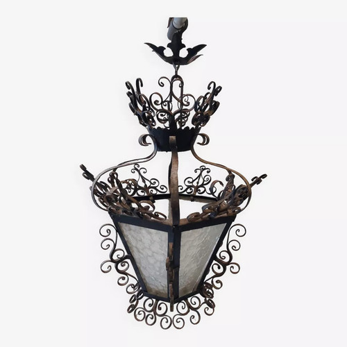 Ancien lustre fer forgé - fer, (
