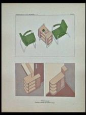 ANDRE LURCAT, MOBILIER MODERNE - 1929 - POCHOIR, FAUTEUIL, MEUBLES