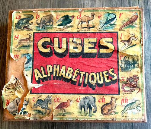 Ancien jeu cubes bois - en,