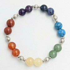 BRACELET PIERRES POLIES 7 CHAKRAS ÉQUILIBRE DES ENERGIES bijoux chakra perle 8mm