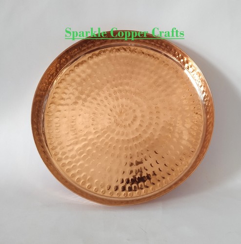 Plateau rond cuivre pur - plateau, en