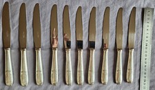 10 couteaux à fromage art déco avec manches métal argenté & lames inox