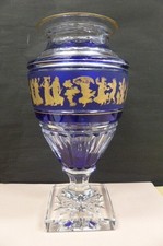 Vase Val Saint Lambert bleu or