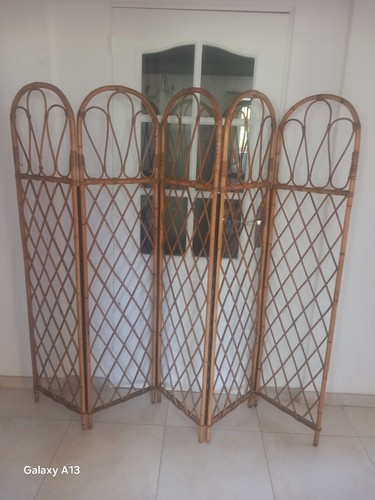 Paravent rotin vintage - paravent,