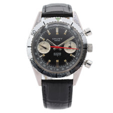 Vintage 38mm Cauny Diver Style Men's Chronograph Wristwatch Valjoux 7733 Steel