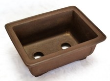 Bonsai Pot Rectangular Tokoname Ware Signed by  Kaiyo Seito Rare 13.3x10x5.5cm