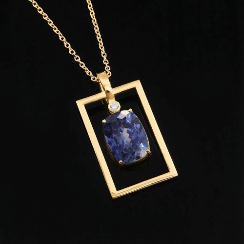 Pendentif saphir bleu plaqué - bleu,